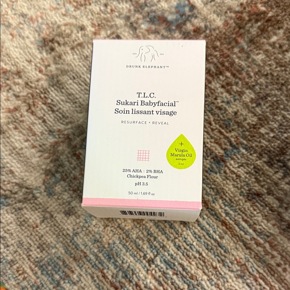 Drunk Elephant T.L.C. Sukari Babyfacial - White and Pink Box